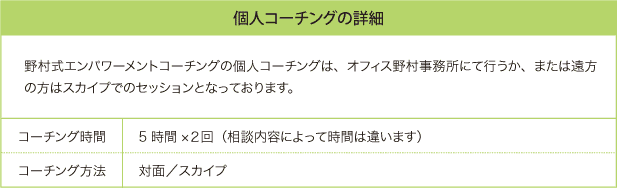 個人コーチングの詳細 